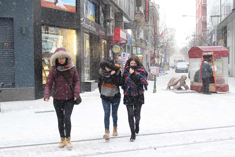 Eskişehir’de etkili olan soğuk hava yerini sabah saatlerinde kar yağışına bırakırken hayatı da olumsuz etkiledi.